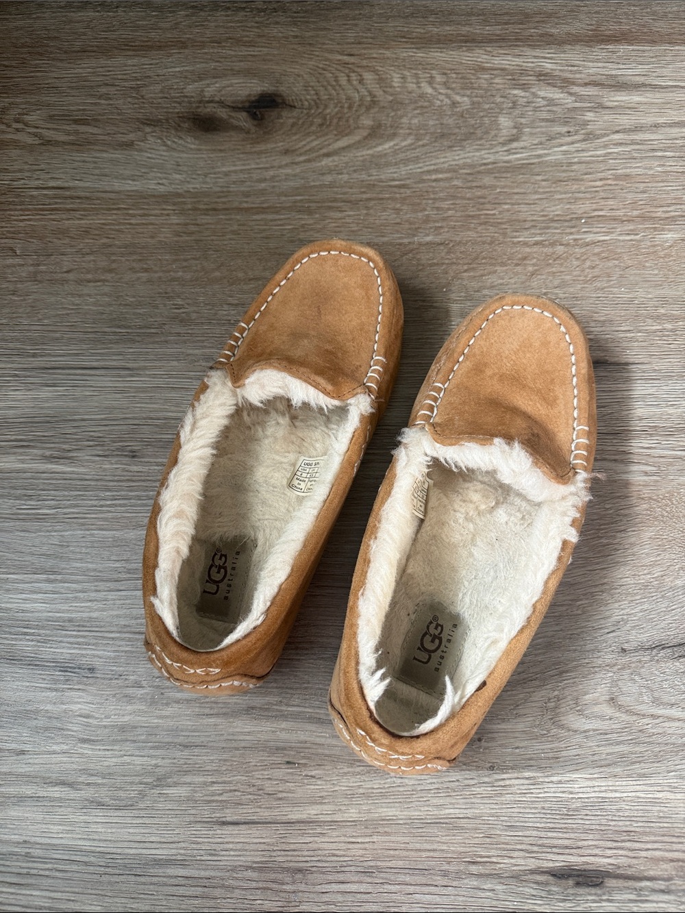 UGG Chestnut Suede Shearling Lined Women's Moccasin Slippers